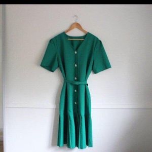 1980s Vintage Green Dress